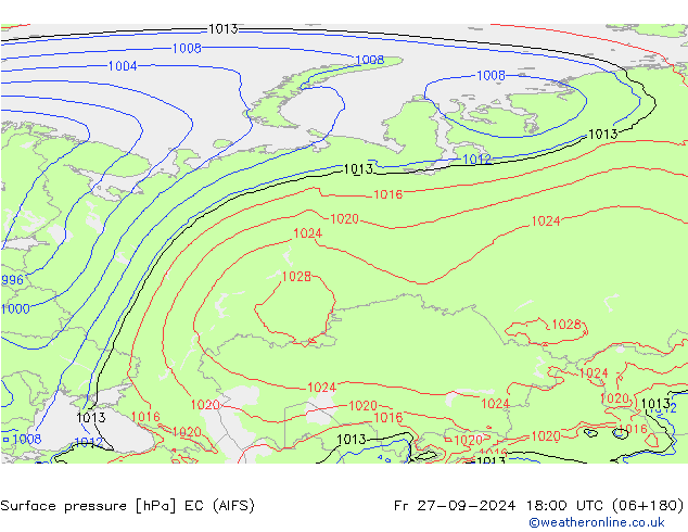 приземное давление EC (AIFS) пт 27.09.2024 18 UTC