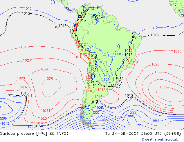 pressão do solo EC (AIFS) Ter 24.09.2024 06 UTC