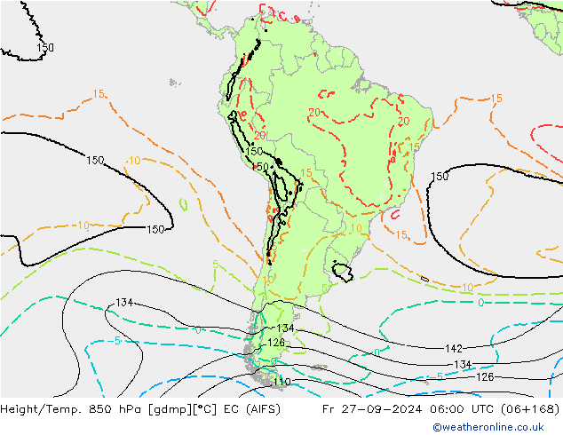 Height/Temp. 850 гПа EC (AIFS) пт 27.09.2024 06 UTC