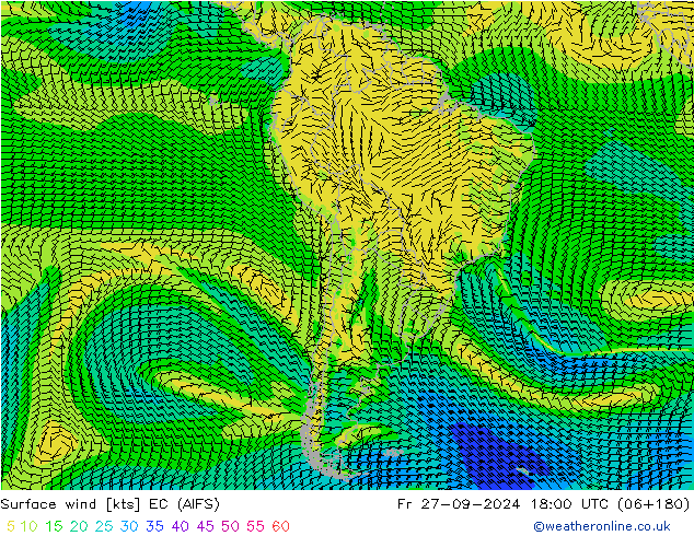 Surface wind EC (AIFS) Fr 27.09.2024 18 UTC