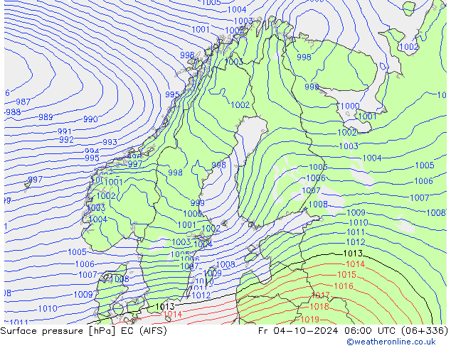 Atmosférický tlak EC (AIFS) Pá 04.10.2024 06 UTC