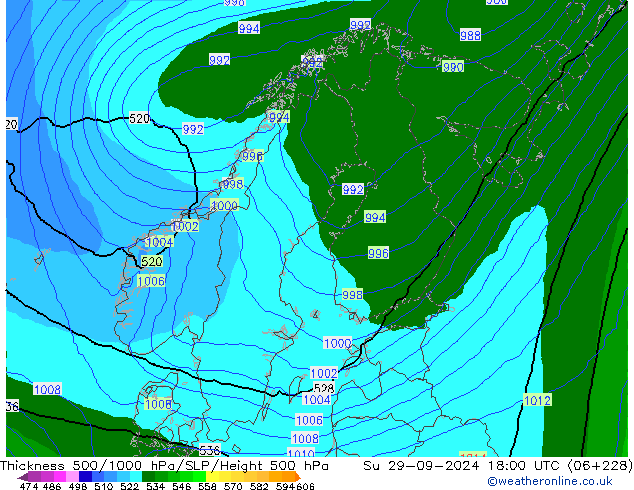 Thck 500-1000hPa EC (AIFS)  29.09.2024 18 UTC