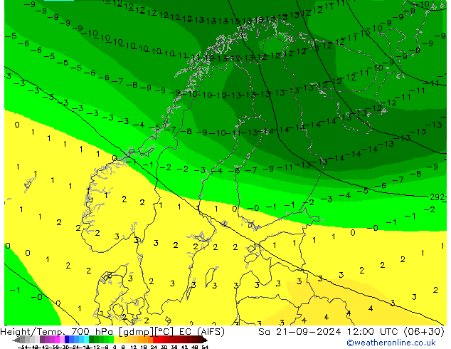 Hoogte/Temp. 700 hPa EC (AIFS) za 21.09.2024 12 UTC