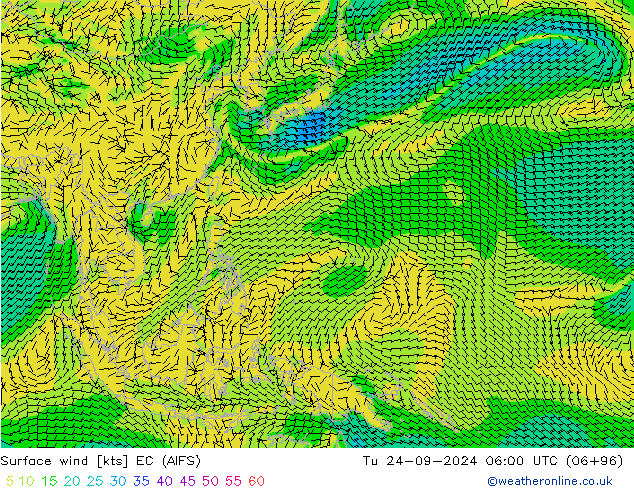 Bodenwind EC (AIFS) Di 24.09.2024 06 UTC