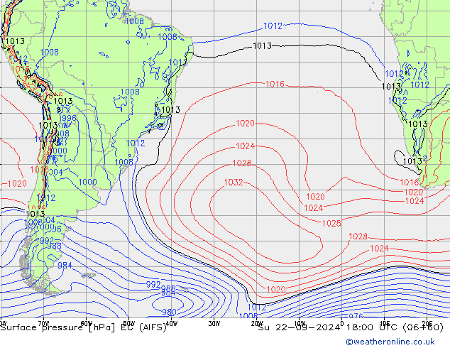 Surface pressure EC (AIFS) Su 22.09.2024 18 UTC