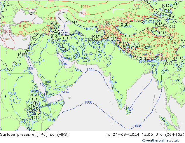 Surface pressure EC (AIFS) Tu 24.09.2024 12 UTC