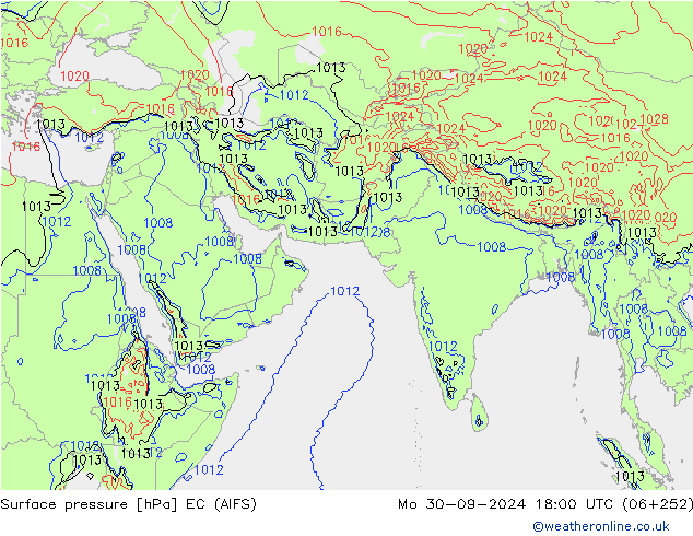 приземное давление EC (AIFS) пн 30.09.2024 18 UTC