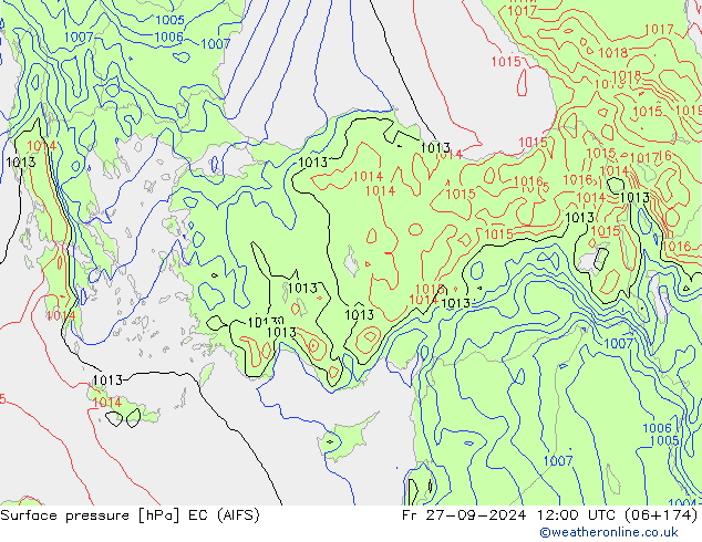 ciśnienie EC (AIFS) pt. 27.09.2024 12 UTC