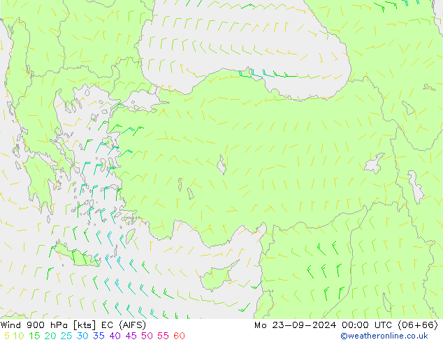 Wind 900 hPa EC (AIFS) ma 23.09.2024 00 UTC