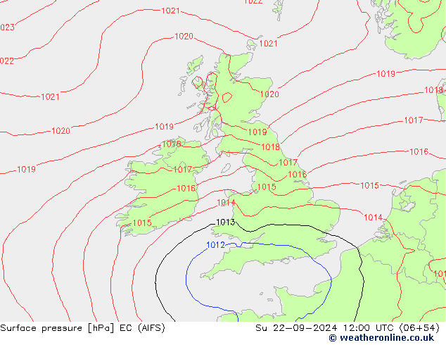 Surface pressure EC (AIFS) Su 22.09.2024 12 UTC