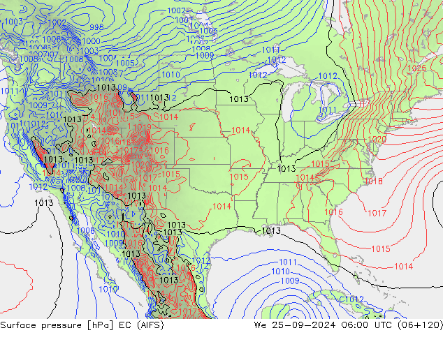 Surface pressure EC (AIFS) We 25.09.2024 06 UTC