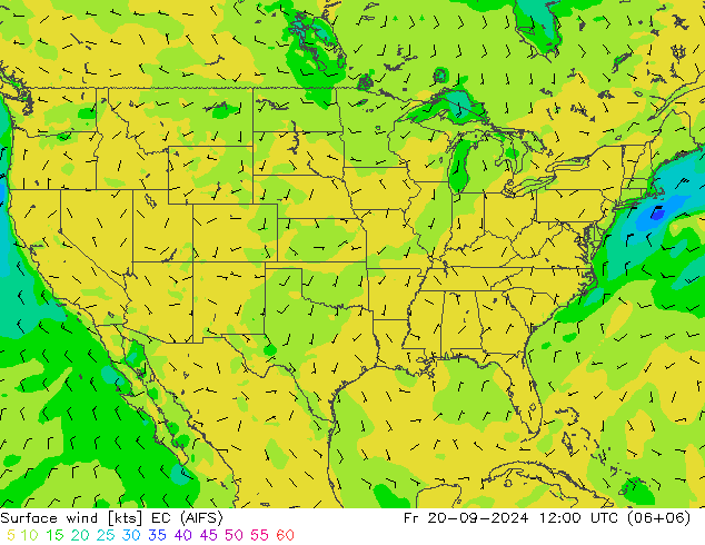 Surface wind EC (AIFS) Fr 20.09.2024 12 UTC