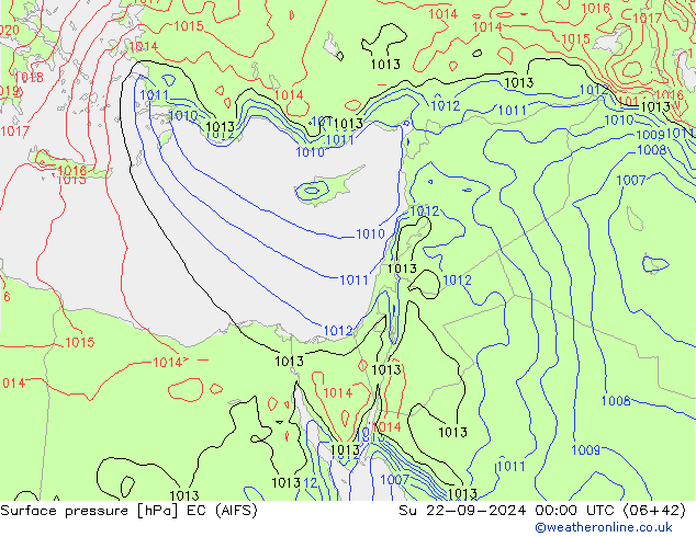 Atmosférický tlak EC (AIFS) Ne 22.09.2024 00 UTC