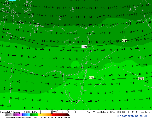 Height/Temp. 500 hPa EC (AIFS) Sáb 21.09.2024 00 UTC