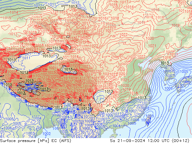 地面气压 EC (AIFS) 星期六 21.09.2024 12 UTC