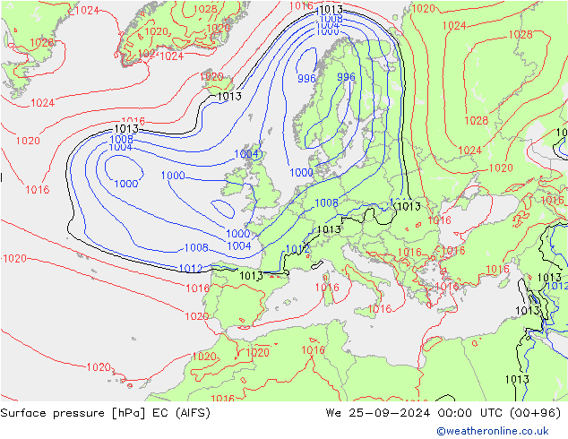 Bodendruck EC (AIFS) Mi 25.09.2024 00 UTC