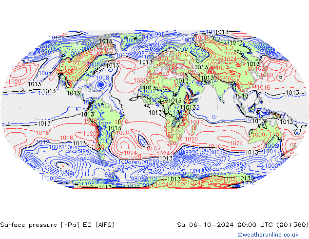 Presión superficial EC (AIFS) dom 06.10.2024 00 UTC