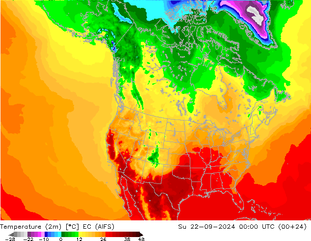 温度图 EC (AIFS) 星期日 22.09.2024 00 UTC