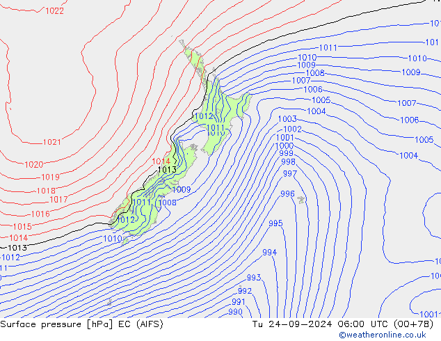 Surface pressure EC (AIFS) Tu 24.09.2024 06 UTC