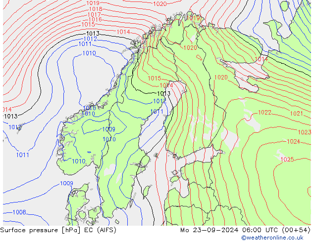 地面气压 EC (AIFS) 星期一 23.09.2024 06 UTC