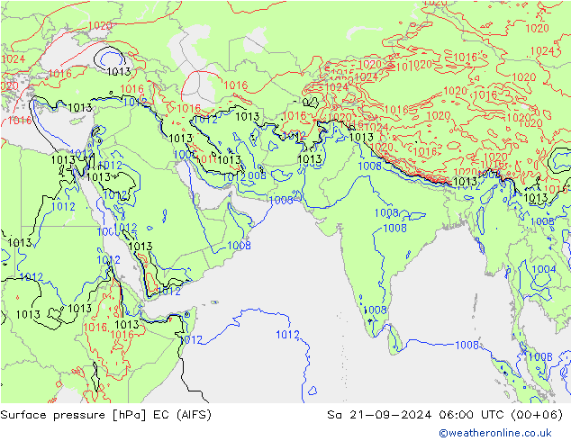 地面气压 EC (AIFS) 星期六 21.09.2024 06 UTC