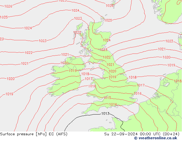 地面气压 EC (AIFS) 星期日 22.09.2024 00 UTC