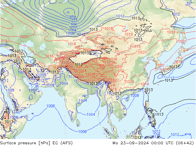 Surface pressure EC (AIFS) Mo 23.09.2024 00 UTC