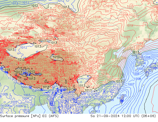 地面气压 EC (AIFS) 星期六 21.09.2024 12 UTC