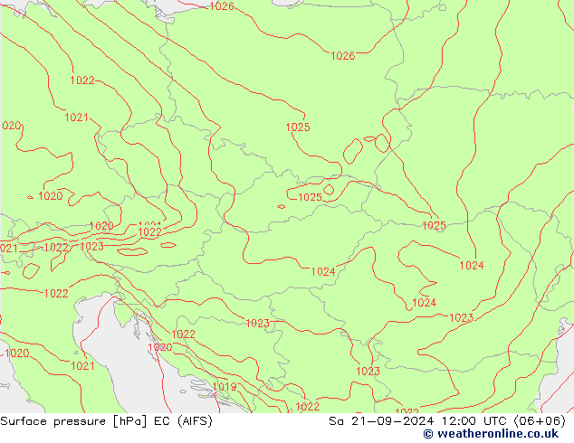 Surface pressure EC (AIFS) Sa 21.09.2024 12 UTC