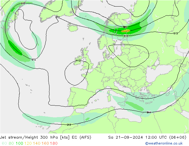 高速氣流 EC (AIFS) 星期六 21.09.2024 12 UTC