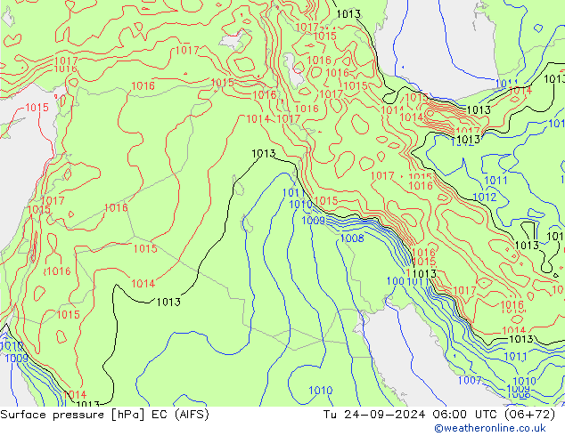 Surface pressure EC (AIFS) Tu 24.09.2024 06 UTC