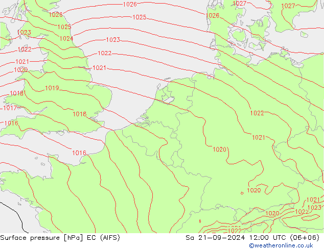 Surface pressure EC (AIFS) Sa 21.09.2024 12 UTC