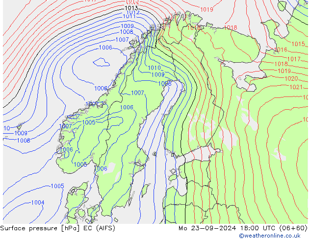 Surface pressure EC (AIFS) Mo 23.09.2024 18 UTC