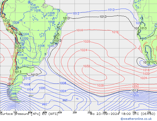 Surface pressure EC (AIFS) Mo 23.09.2024 18 UTC