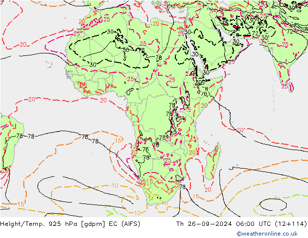 Height/Temp. 925 hPa EC (AIFS) Th 26.09.2024 06 UTC