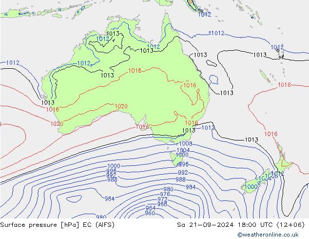 Surface pressure EC (AIFS) Sa 21.09.2024 18 UTC