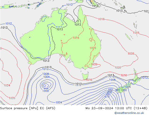 Atmosférický tlak EC (AIFS) Po 23.09.2024 12 UTC