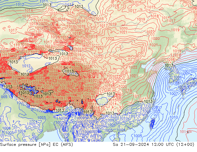 地面气压 EC (AIFS) 星期六 21.09.2024 12 UTC