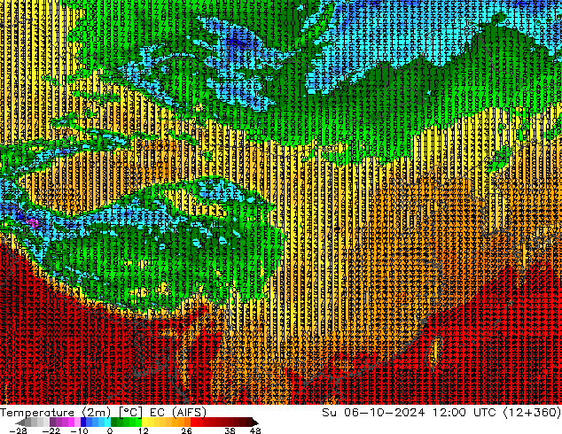 温度图 EC (AIFS) 星期日 06.10.2024 12 UTC