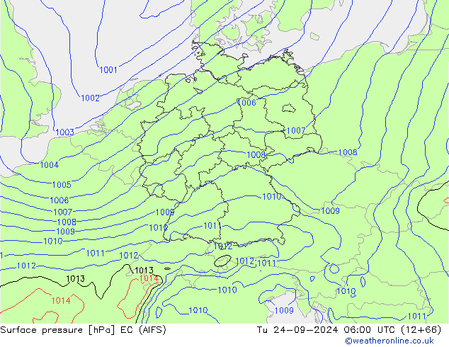 Surface pressure EC (AIFS) Tu 24.09.2024 06 UTC