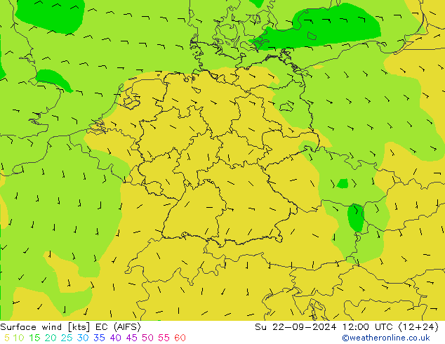 风 10 米 EC (AIFS) 星期日 22.09.2024 12 UTC