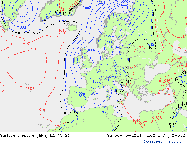 Luchtdruk (Grond) EC (AIFS) zo 06.10.2024 12 UTC