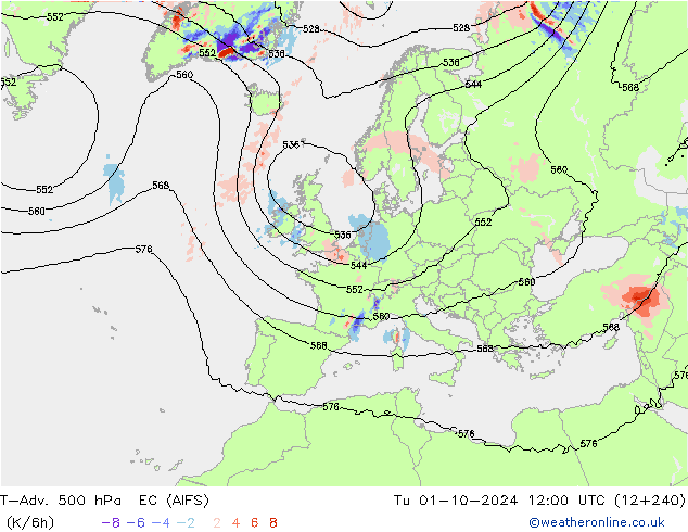 T-Adv. 500 hPa EC (AIFS) mar 01.10.2024 12 UTC