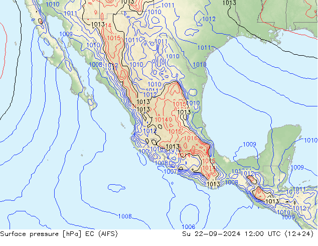 Presión superficial EC (AIFS) dom 22.09.2024 12 UTC