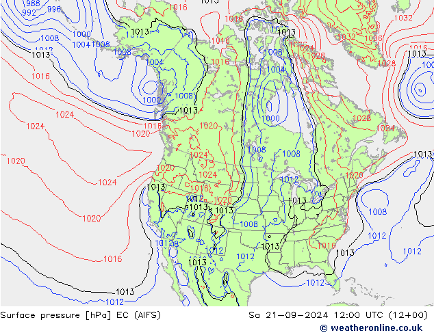 地面气压 EC (AIFS) 星期六 21.09.2024 12 UTC