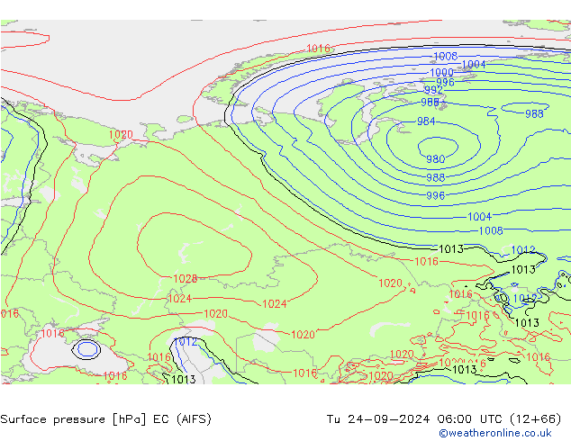 Surface pressure EC (AIFS) Tu 24.09.2024 06 UTC