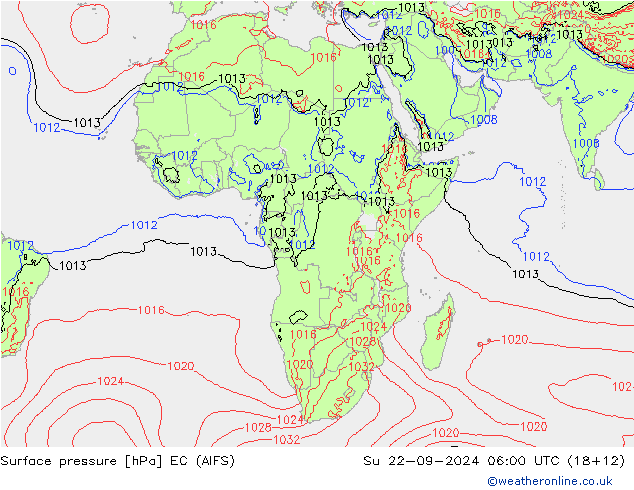 Surface pressure EC (AIFS) Su 22.09.2024 06 UTC