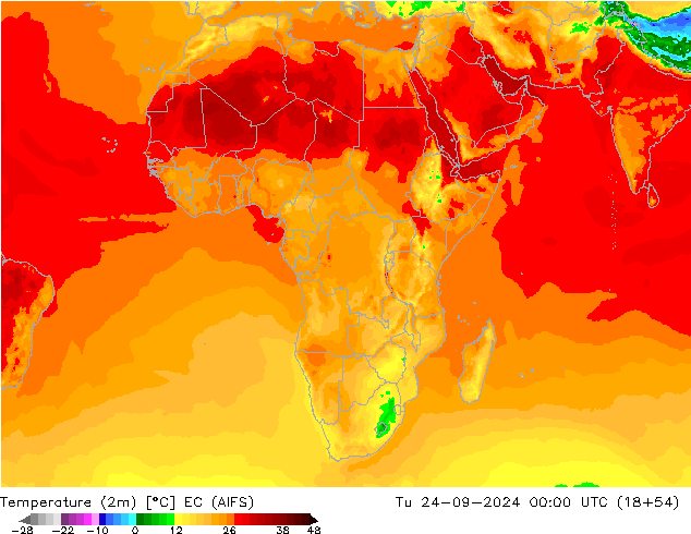 карта температуры EC (AIFS) вт 24.09.2024 00 UTC