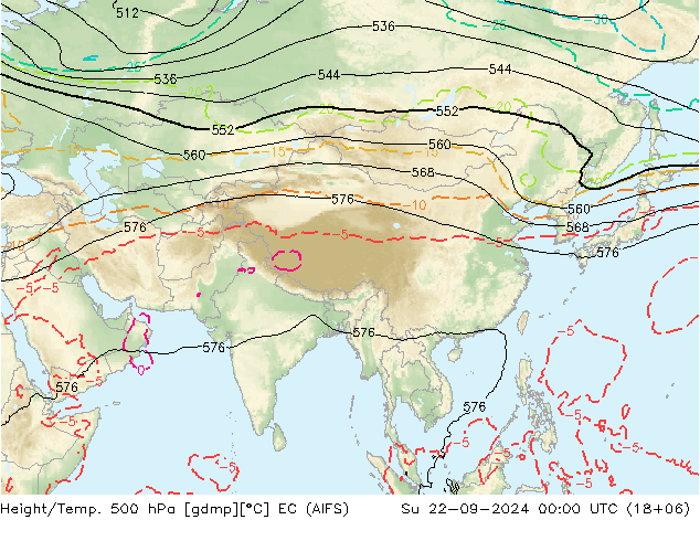 Yükseklik/Sıc. 500 hPa EC (AIFS) Paz 22.09.2024 00 UTC