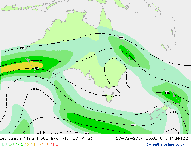 Jet stream/Height 300 hPa EC (AIFS) Pá 27.09.2024 06 UTC